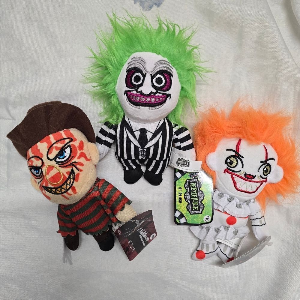 Freddy Krueger A Nightmare on Elm Street, Beetlejuice and Pennywise IT 8” plush